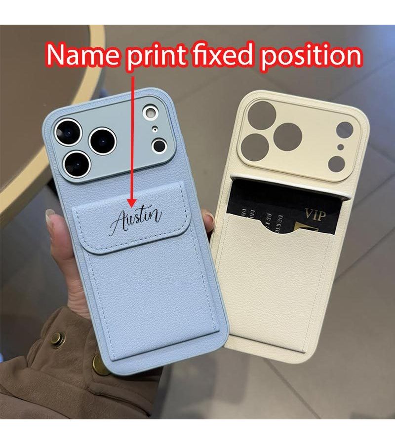 Pink Custom Card Holder Phone Case Compatible With iPhone 17 Pro Handwritten Art Style - Image 2