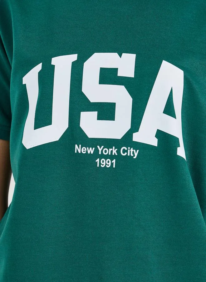 Styli USA Graphic Short Sleeves Top & Joggers Lounge Set