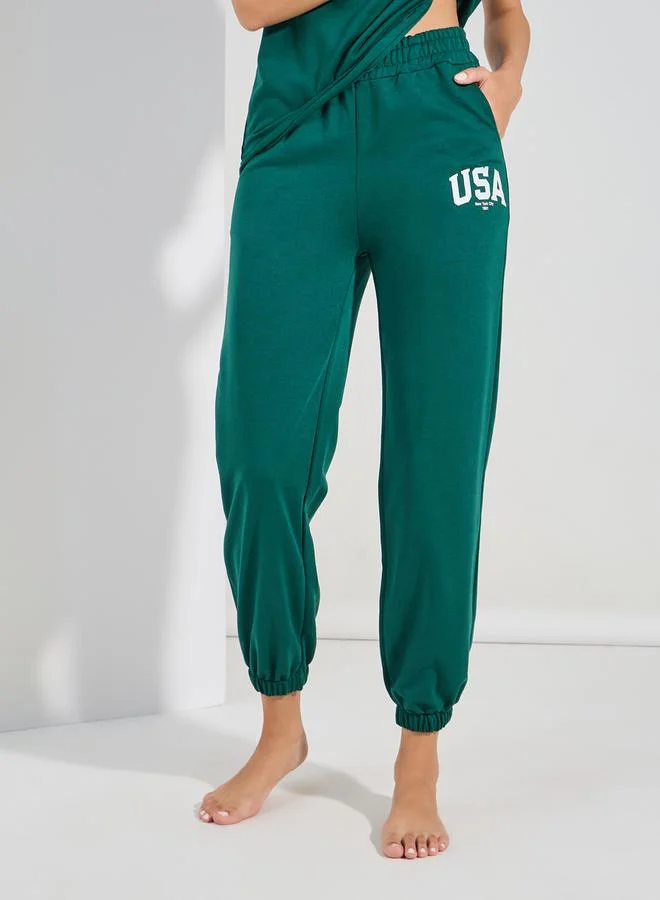 Styli USA Graphic Short Sleeves Top & Joggers Lounge Set