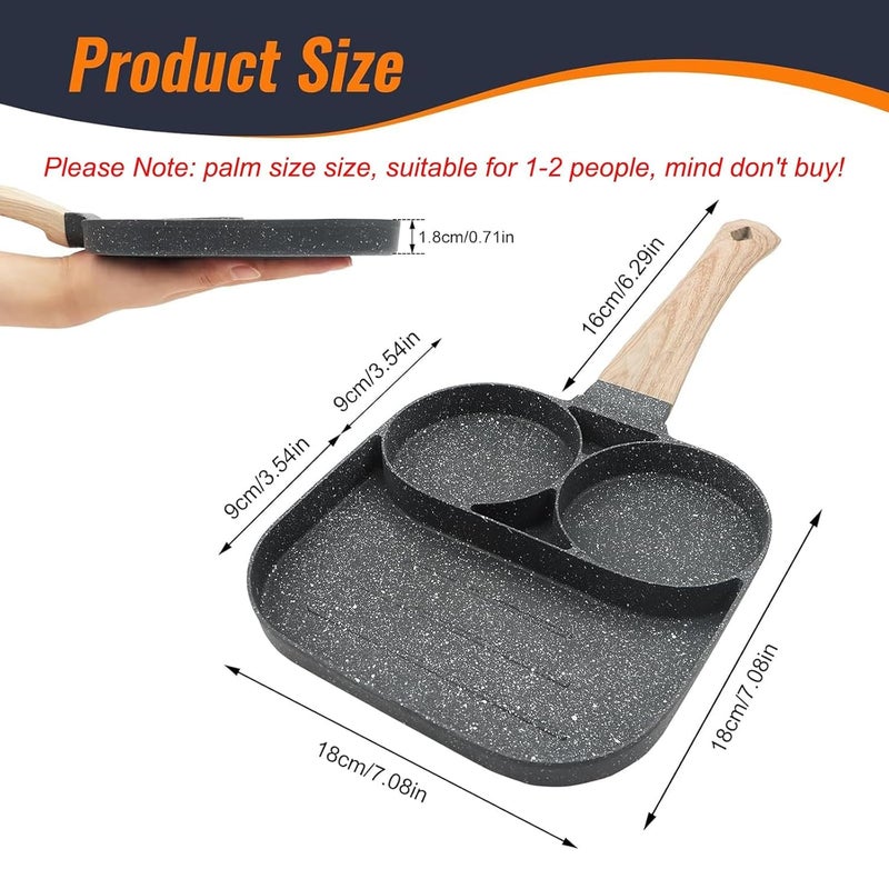 SHREEKANTH Non Stick Egg Frying pan with Blocks Aluminium Fry pan for Cooking with Wooden Handle Egg Omelette pan Round with Detachable Handle (Muliticolor pake of 1) - Image 3