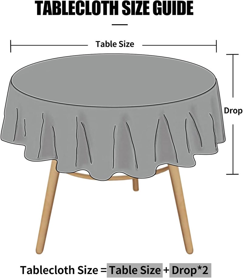 smiry Round Table Cloth, Waterproof Heavy Duty Vinyl Tablecloths, Wipeable Washable Table Cover for Kitchen and Dining Room (Coffee, 70" x 70") - Image 5