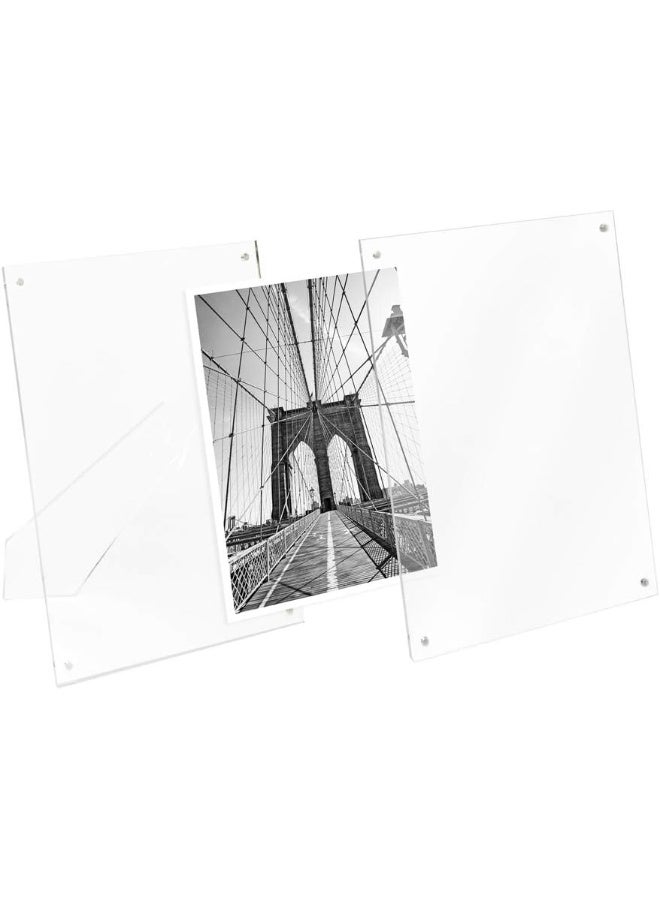 Isaac Jacobs Isaac Jacobs 4 x 6 Clear Plain Acrylic Picture Frame Magnetic Photo Frame Made for Tabletop Display with TwoWay Easel  - Image 3