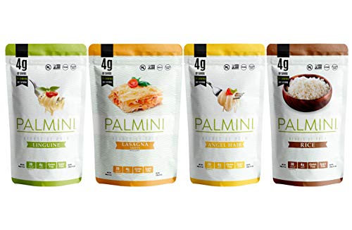 PALMINI NEW Palmini Pouch VARIETY PACK Linguine Angel Hair Lasagna Rice 4g of Carbs As Seen On Shark Tank Gluten Free 12 Ounce Pack of 4