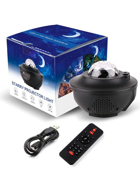 2-In-1 Star Light Projector Led Night Light with Remote Control Black/Blue 17x17x13.5cm