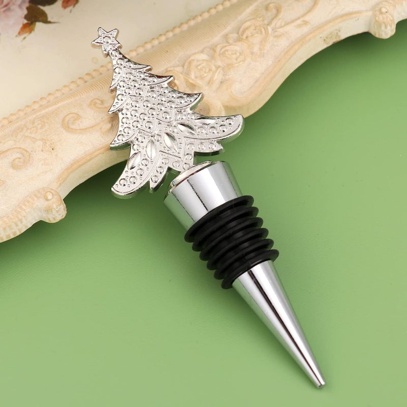 WENFOME 2 Pack Christmas Tree Wine Stopper Alloy Wine Bottle Stoppers for Christmas Decorative Winter Decor Holiday Wedding Party Supplies, Wine Accessories Gift for Hostess - Wine Bottle Corkers - Image 5