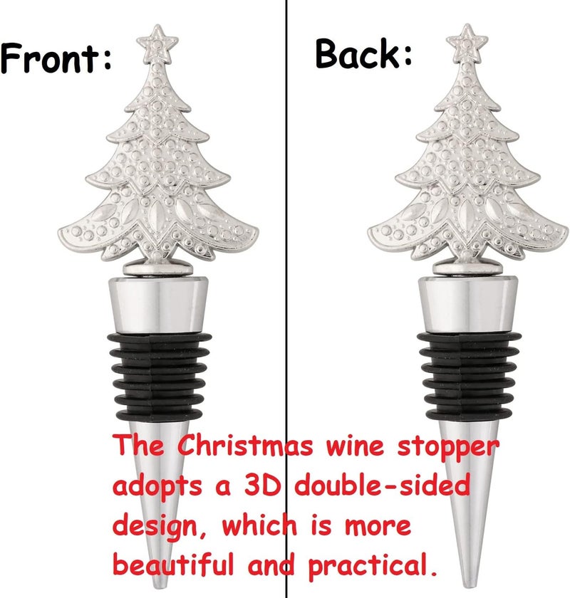 WENFOME 2 Pack Christmas Tree Wine Stopper Alloy Wine Bottle Stoppers for Christmas Decorative Winter Decor Holiday Wedding Party Supplies, Wine Accessories Gift for Hostess - Wine Bottle Corkers - Image 3