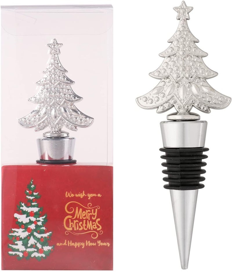 WENFOME 2 Pack Christmas Tree Wine Stopper Alloy Wine Bottle Stoppers for Christmas Decorative Winter Decor Holiday Wedding Party Supplies, Wine Accessories Gift for Hostess - Wine Bottle Corkers - Image 4