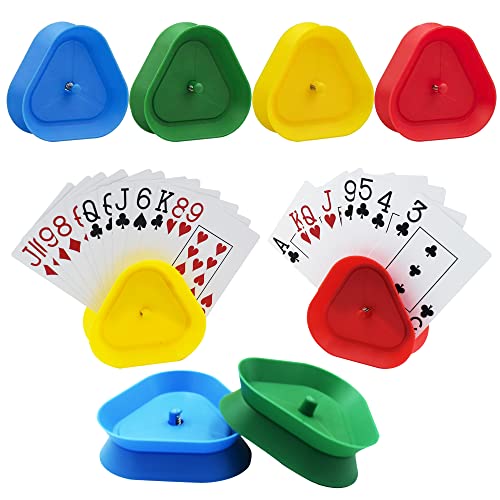 Yuanhe Playing Card Game Holder Triangle Shaped HandsFree Poker Holder Tray 4 Colors Set of 8 - Image 1