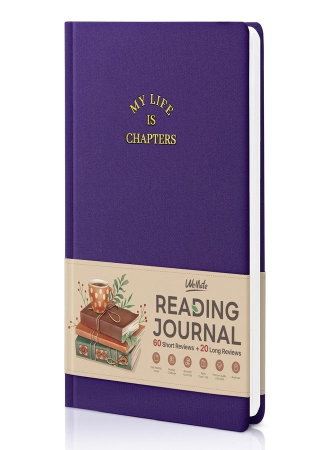 WEMATE Reading Journal - 80 Reviews & 5 Bookmarks Reading Log, Book Journal for Book Lovers Gifts with 220 Pages, Reading Tracker for Progress & Notes, A5 (Purple) - Image 1