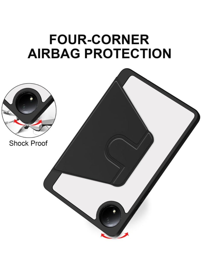 Rotating Case Compatible with Xiaomi Redmi Pad SE 8.7 Inch (2024),with Pen Holder, 360 Degree Rotation Protective Stand Cover Clear Back, Auto Wake/Sleep (Black) - Image 4