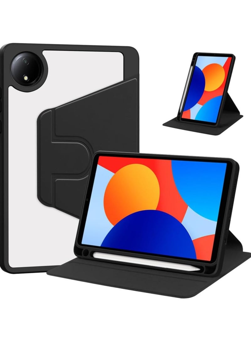 Rotating Case Compatible with Xiaomi Redmi Pad SE 8.7 Inch (2024),with Pen Holder, 360 Degree Rotation Protective Stand Cover Clear Back, Auto Wake/Sleep (Black) - Image 1