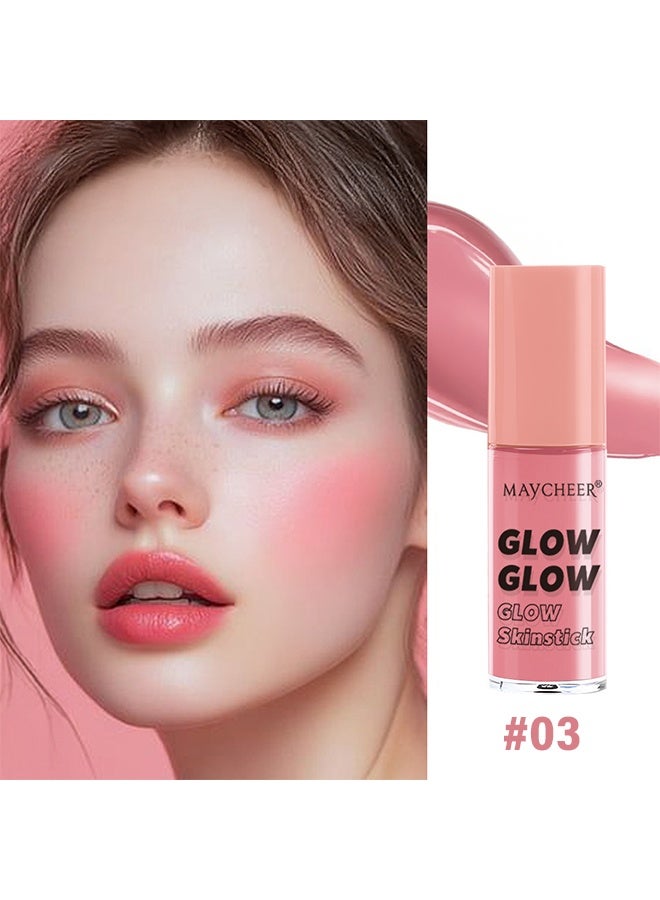 MAYCHEER Glow Skinstick Blush, Liquids Blushes with Sponge Head, Matte Nude Makeup Blusher Cream, Lasting, Lightweight, All-day Moisturizing and Smooth, Lightweight Face Color #03 - Image 2