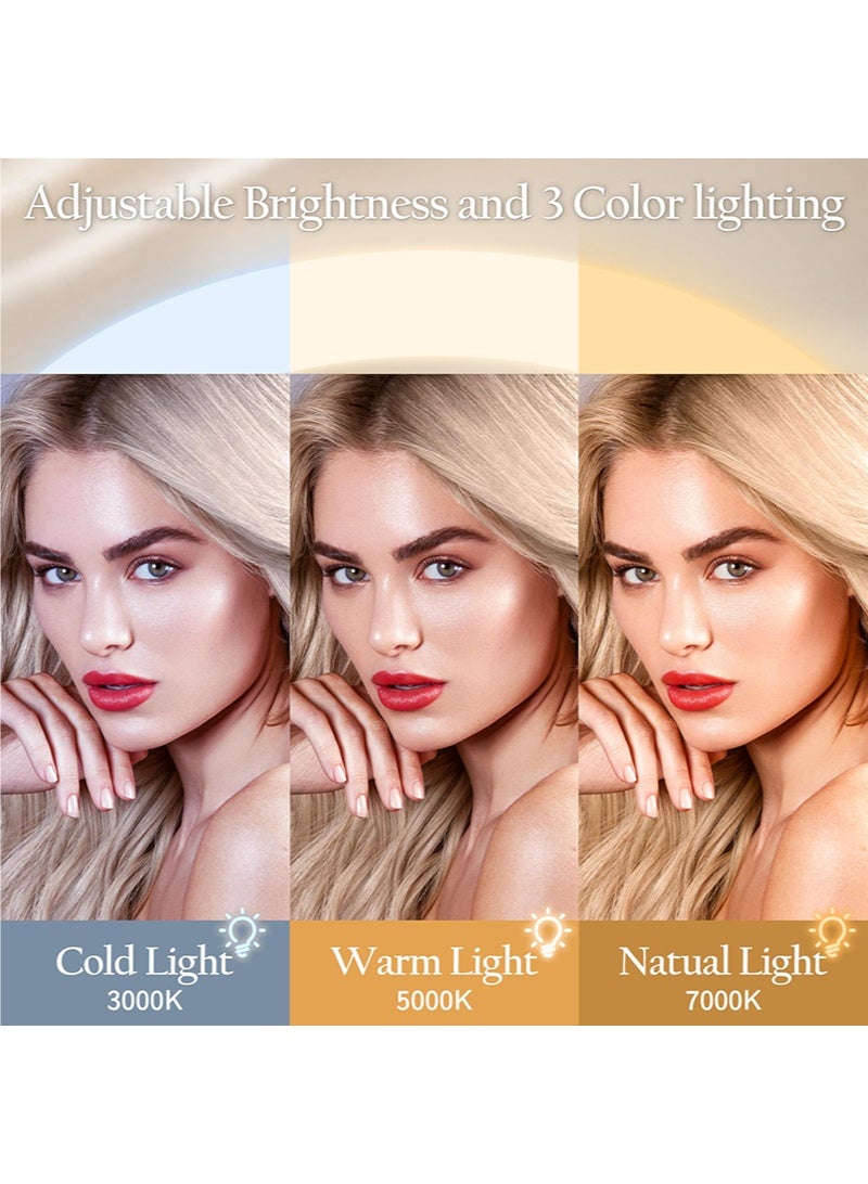 WALALLA LED Lighted Makeup Mirror with 10x Magnification 3-Color Dimmable Light, 360° Rotation 40*50CM - Image 4