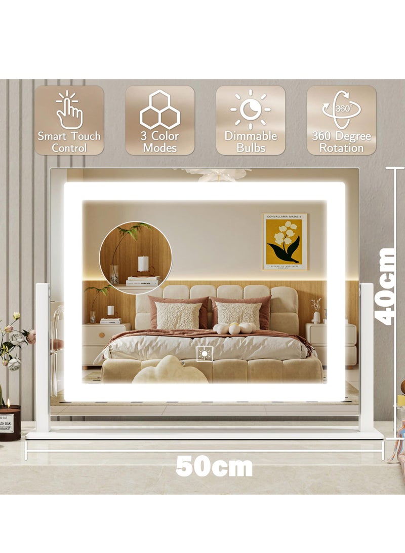 WALALLA LED Lighted Makeup Mirror with 10x Magnification 3-Color Dimmable Light, 360° Rotation 40*50CM - Image 5