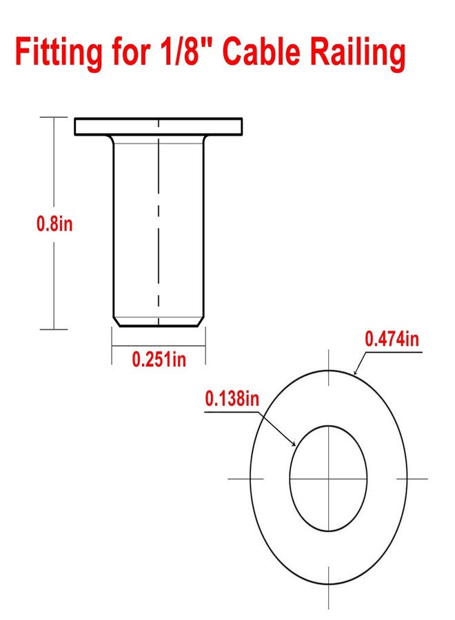 BLIKA 40 Pack Stainless Steel Protector Sleeves for 1/8" Deck Cable Railing, for Wood/Composite Posts, T316 Marine Grade, Cable Railing Protector Sleeves - Image 2