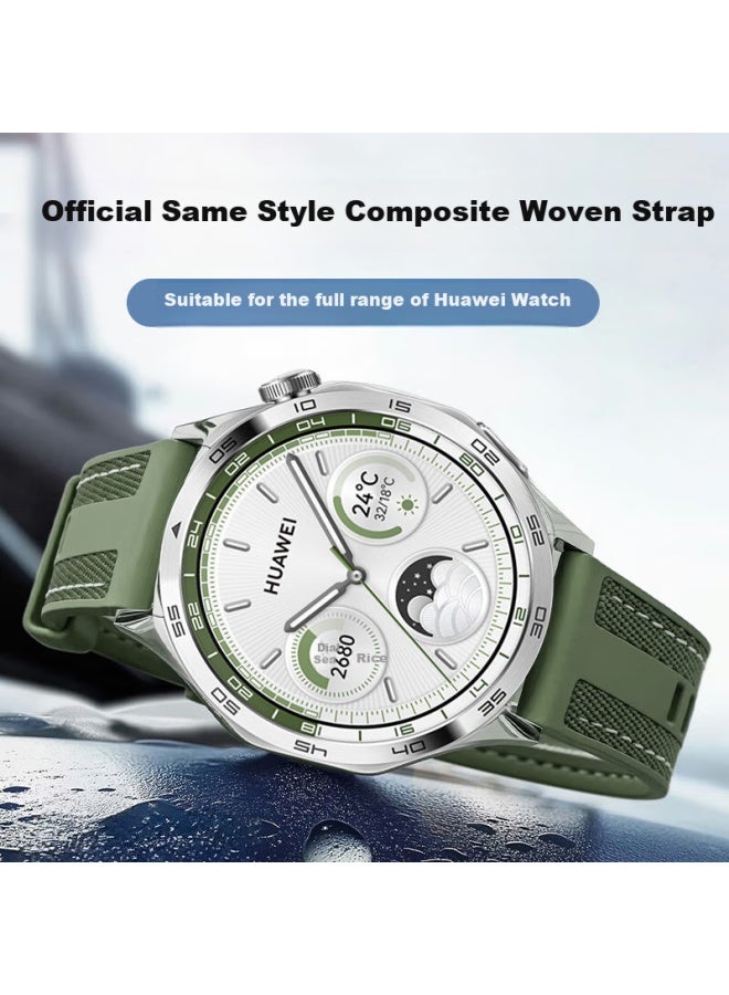 Smorss Compatible With Huawei Watch Gt5 Strap Watch Gt4/4/3/2/pro Official Same Style Cloud Green Nylon Silicone Original Strap Oppowatch4/3/x Woven Wristband - Image 1