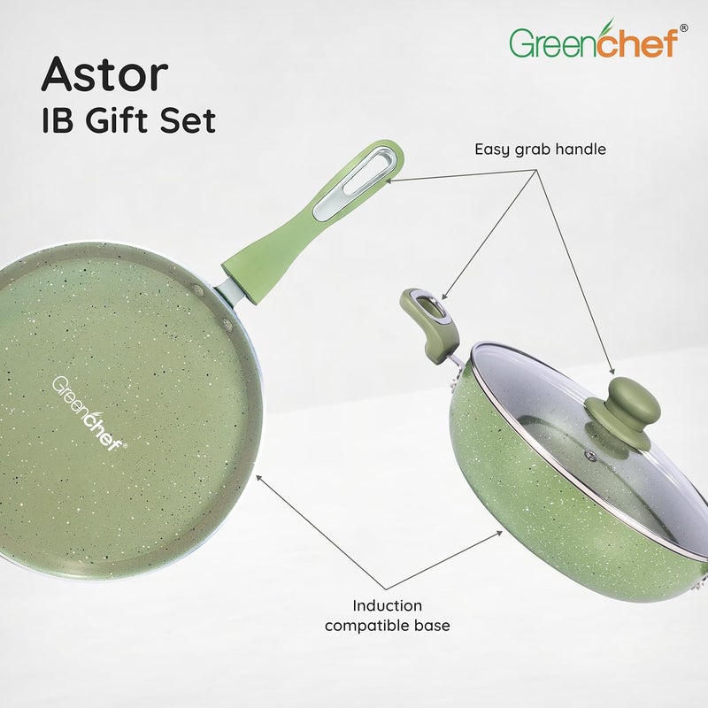 Greenchef N/S 3PCs IB Gift Set - Astor (Soft Touch) (250IB Tawa+240IB Fry pan +240IB Kadai with GL) - Image 3