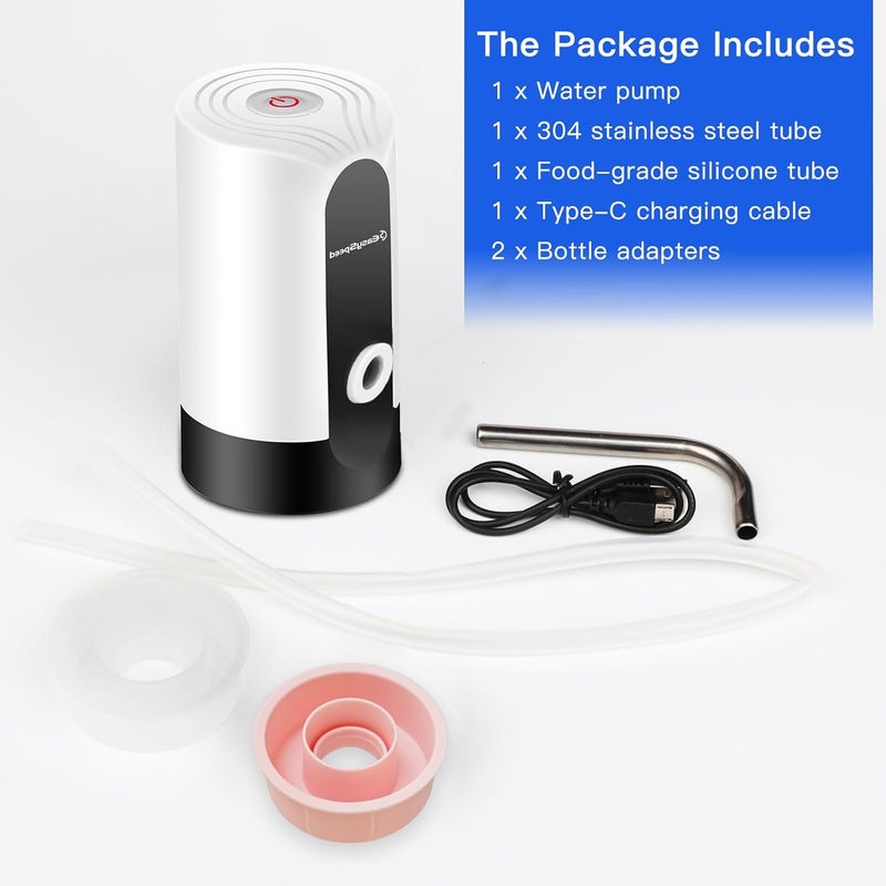 EASY SPEED EASYSPEED Water Dispenser for 5 Gallon Bottle Portable USBC Charging Automatic Electric Water Pump for 1 2 3 4 Gallon Jug Drinking Camping Travel Kitchen Office White - Image 2