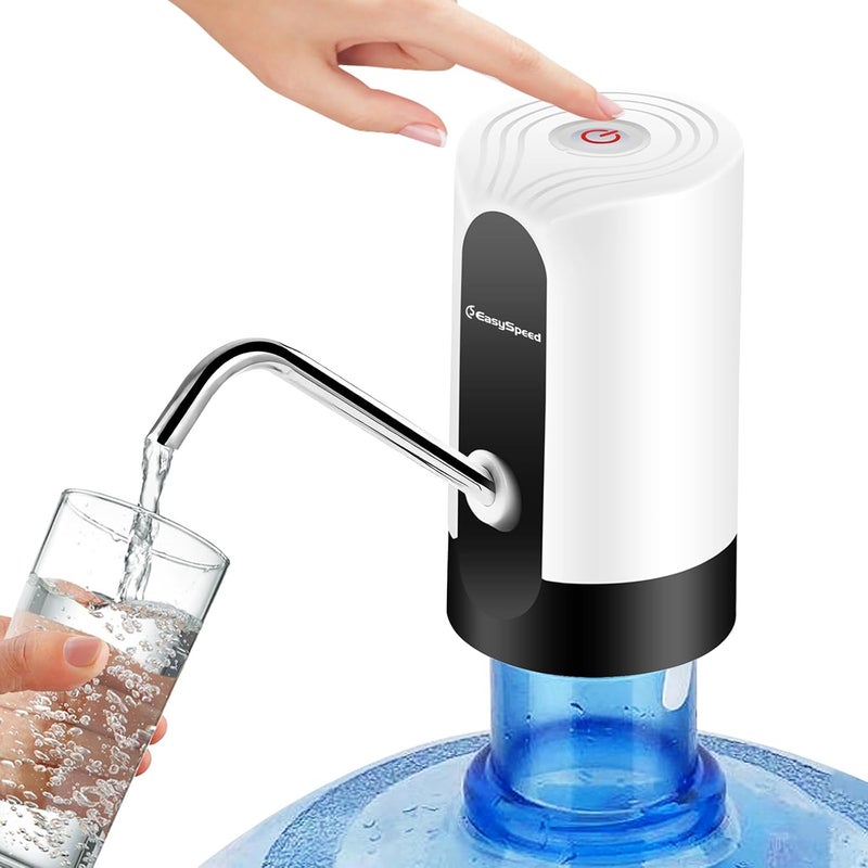 EASY SPEED EASYSPEED Water Dispenser for 5 Gallon Bottle Portable USBC Charging Automatic Electric Water Pump for 1 2 3 4 Gallon Jug Drinking Camping Travel Kitchen Office White - Image 1