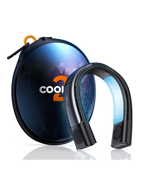 Torras Coolify 2 مبرد هواء متنقل للرقبة وسخان أسود اللون 4000 مللي أمبير قابل لإعادة الشحن