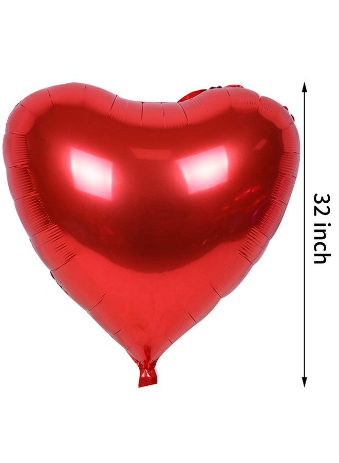 Extrapins 4 Pcs Huge Heart Shaped Balloons 32 Inches Romantic Large Red Foil Balloons For Engagement Wedding Valentines Day Anniversary Party Decorations - Image 2