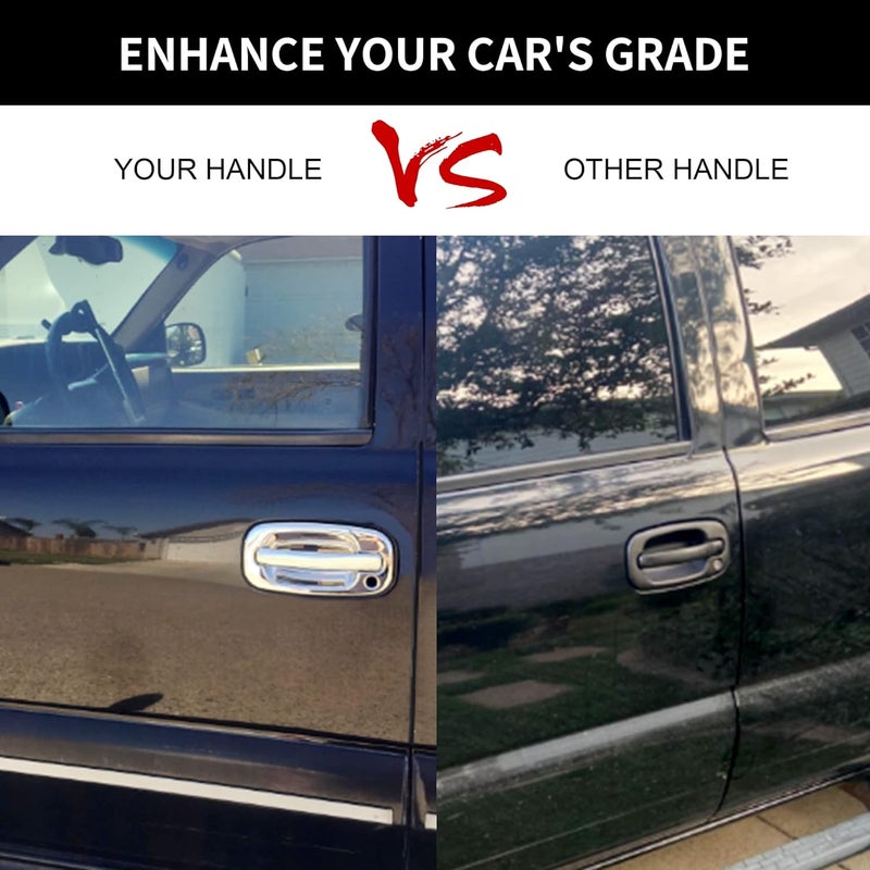 Gledewen Exterior Door Handles, All Chrome, Compatible with 1999-2007 Chevy Silverado Suburban Tahoe Avalanche, GMC Sierra Yukon, Cadillac Escalade, Front Left & Right Side | Replaces# 15034985, 15034986 - Image 5