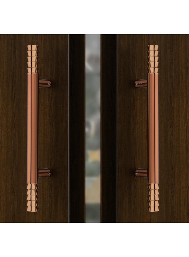 plantex Plantex Stainless Steel Lotus Main Door Handle/Pull-Push Handles for Main Door/Wooden & Glass Door Handle - Pack of 2 (PVD Rose Gold) - 3 Years Warranty 