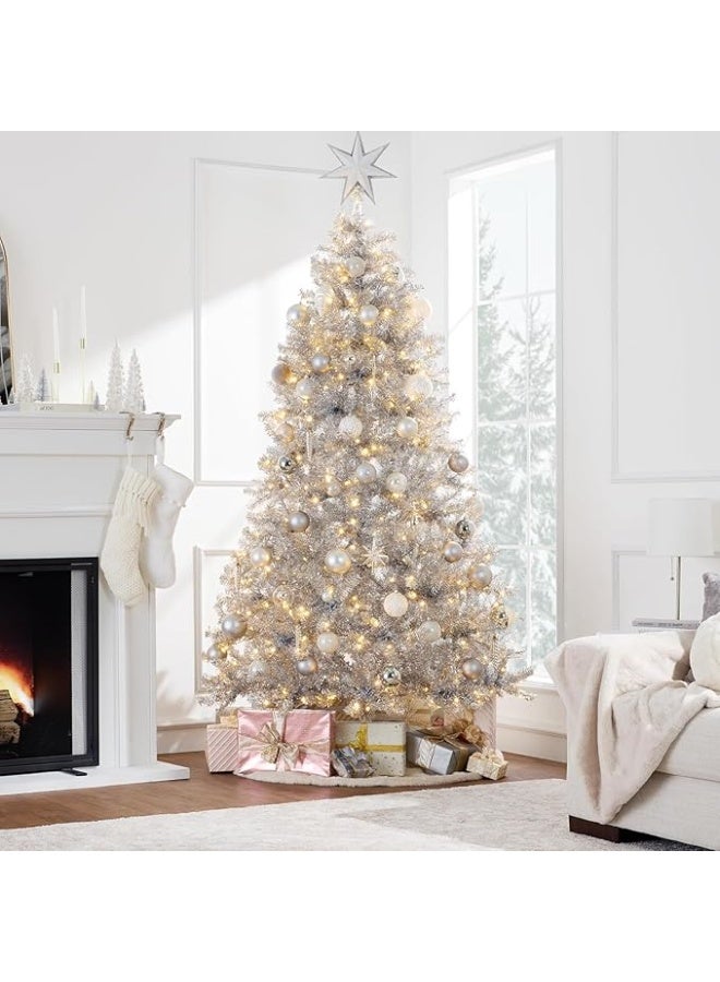 NIBEMINENT Sliver Christmas Tree 7ft Artificial Christmas Trees 210CM,1200 Full Branches Tips Xmas Tree for Home and Office,Easy Assembly Metal - Image 2