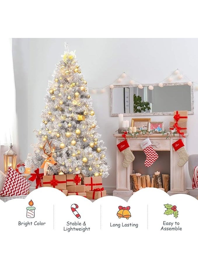 NIBEMINENT Sliver Christmas Tree 7ft Artificial Christmas Trees 210CM,1200 Full Branches Tips Xmas Tree for Home and Office,Easy Assembly Metal - Image 5