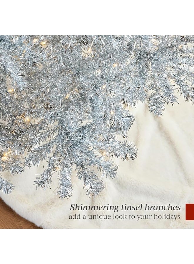 NIBEMINENT Sliver Christmas Tree 7ft Artificial Christmas Trees 210CM,1200 Full Branches Tips Xmas Tree for Home and Office,Easy Assembly Metal - Image 4