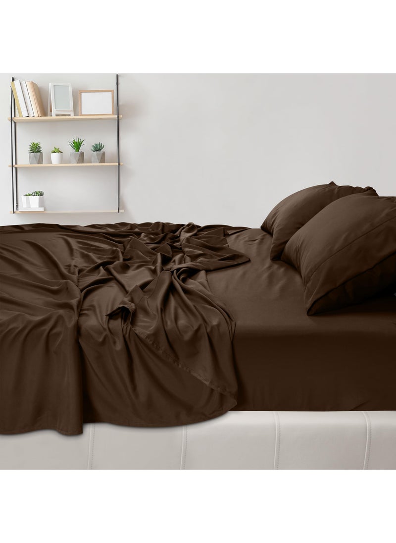 Utopia Bedding Utopia Bedding Queen Sheet Set - Brushed Microfiber - Soft Bed Sheets for Queen Size Bed Set - Includes 1 Fitted  1 Flat  & 2 Pillow Cases - Deep Pocket (Brown)  - Image 4