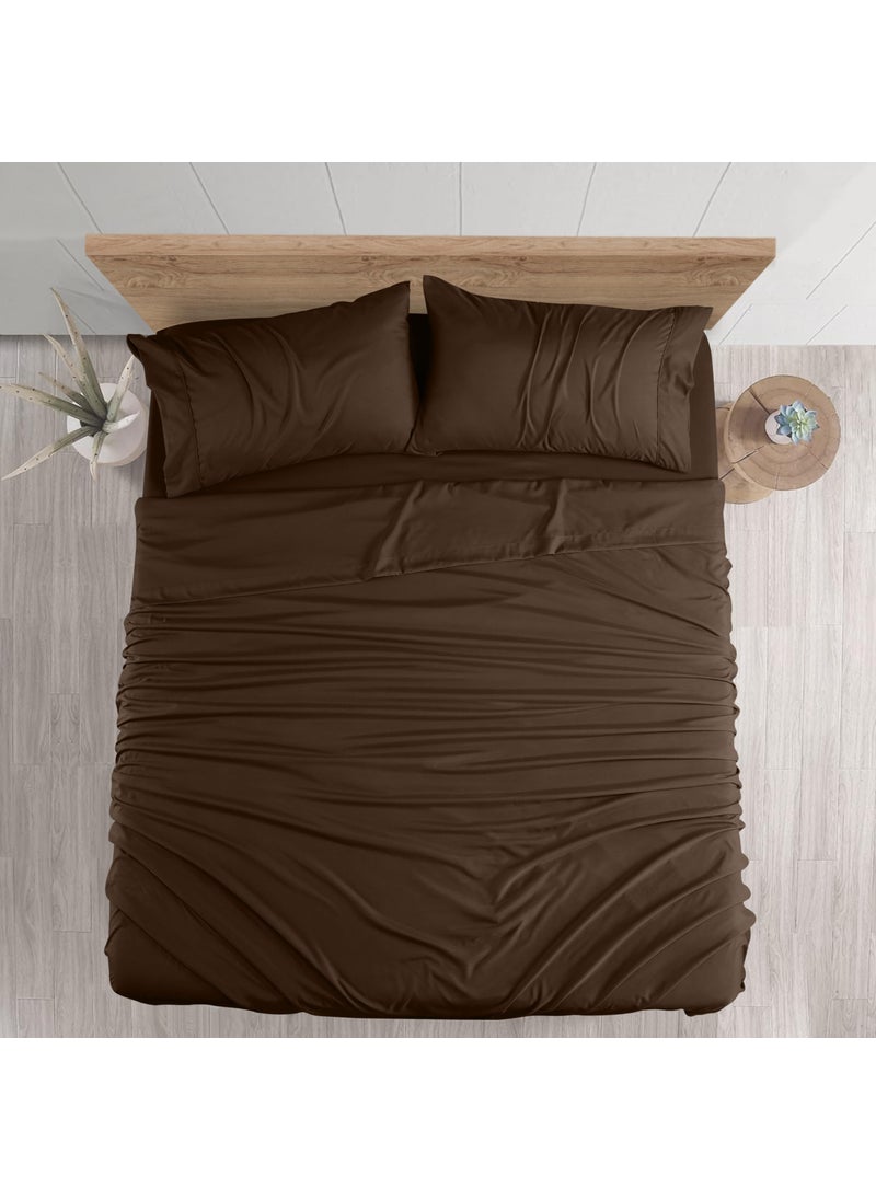 Utopia Bedding Utopia Bedding Queen Sheet Set - Brushed Microfiber - Soft Bed Sheets for Queen Size Bed Set - Includes 1 Fitted  1 Flat  & 2 Pillow Cases - Deep Pocket (Brown)  - Image 3