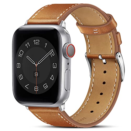 Marge Plus Compatible with Apple Watch Band Series 11/10(42mm), Series 9/8/7(41mm), SE 3/2/1(40mm), (Series 6/5/4(40mm), Series 3/2/1(38mm), Genuine Leather Bands Replacement Strap for iWatch, Women & Men - Image 1