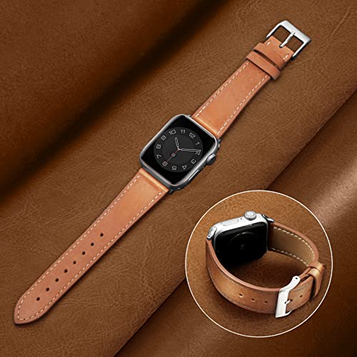 Marge Plus Compatible with Apple Watch Band Series 11/10(42mm), Series 9/8/7(41mm), SE 3/2/1(40mm), (Series 6/5/4(40mm), Series 3/2/1(38mm), Genuine Leather Bands Replacement Strap for iWatch, Women & Men - Image 4