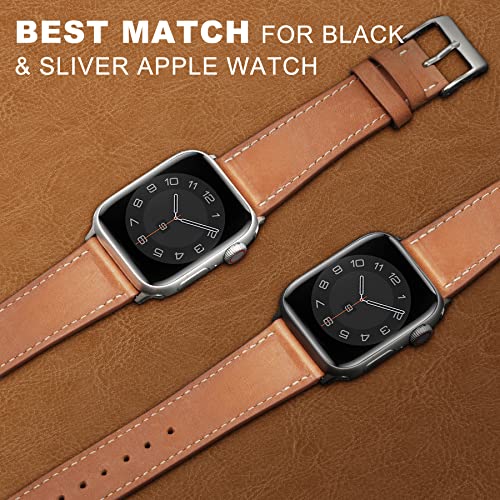 Marge Plus Compatible with Apple Watch Band Series 11/10(42mm), Series 9/8/7(41mm), SE 3/2/1(40mm), (Series 6/5/4(40mm), Series 3/2/1(38mm), Genuine Leather Bands Replacement Strap for iWatch, Women & Men - Image 3
