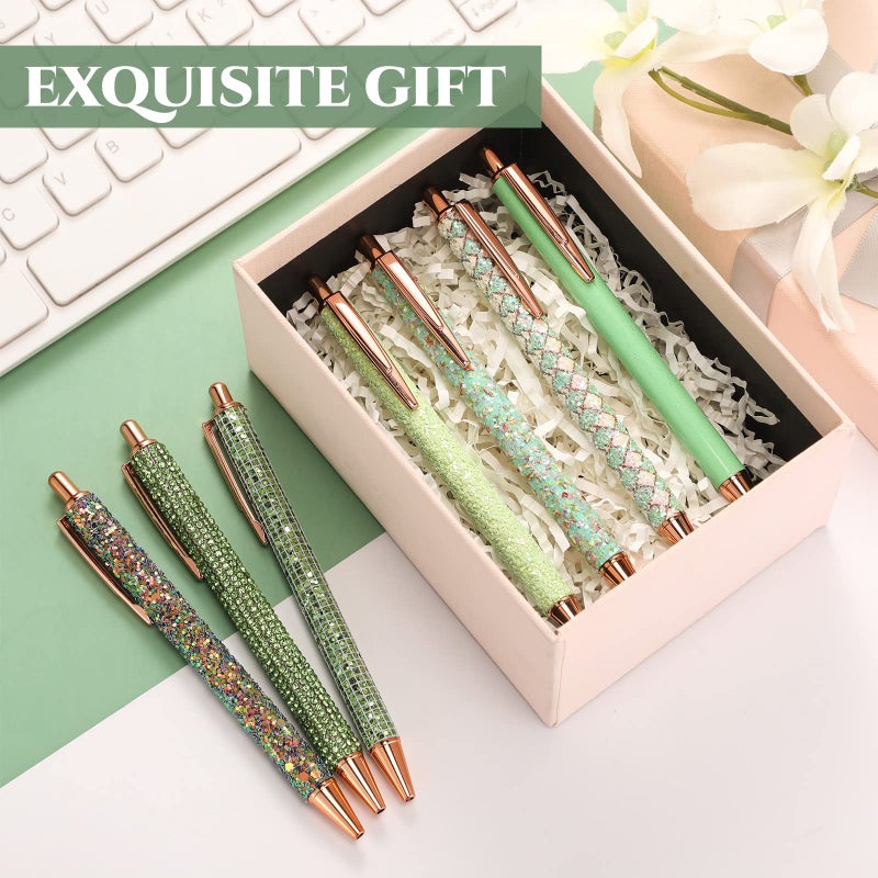 Sherr 7 Pcs Fancy Pens for Women Cute Sparkly Glitter Pens with 10 Pcs Black Ink Refills Pretty Gifts for Girls Office School Christmas Graduation(Fresh) - Image 5