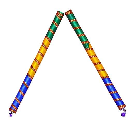 Anshri Anshri Multicolor Wooden Multicolor Dandiya Garba Sticks for Adult Navratri Celebration Multidesign Dance Garba Sticks Pack of 2 4 Sticks  - Image 2