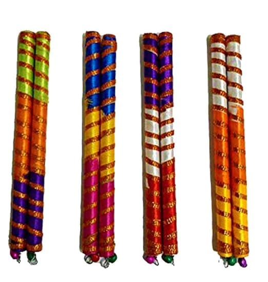 Anshri Anshri Multicolor Wooden Multicolor Dandiya Garba Sticks for Adult Navratri Celebration Multidesign Dance Garba Sticks Pack of 2 4 Sticks  - Image 3