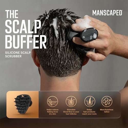 MANSCAPED® The Scalp Buffer Men’s Silicone Head Scrubber – Premium Cleansing & Exfoliating Hair Brush, Ergonomic Handheld Design for Gentle Scalp Massage (1-Pack) - Image 2
