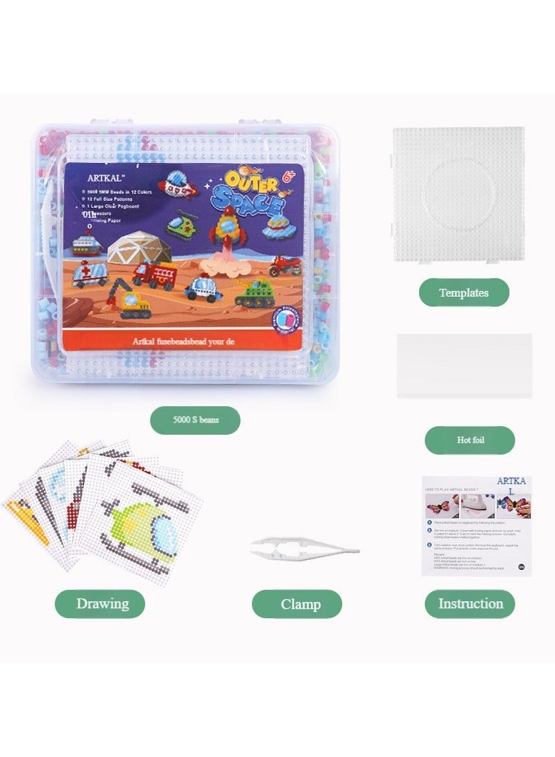 هالامودو مجموعة خرز فيوز من 5000 قطعة 5 ملم 18 نمط خرز ميلتي فيوجن للفنون والحرف اليدوية مجموعة اللؤلؤ هدايا للاطفال، هدايا الكريسماس وعيد الفصح للاطفال