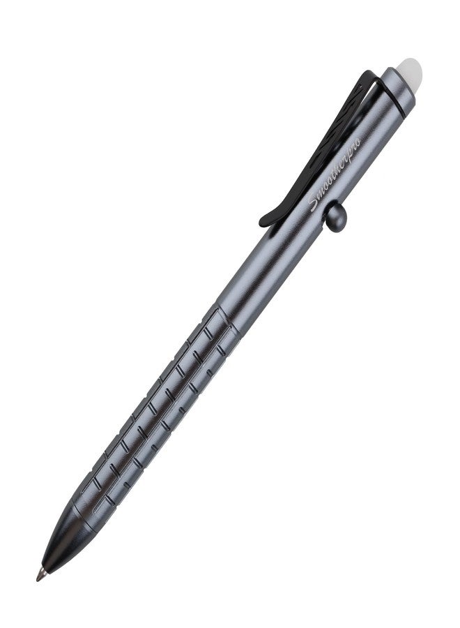 SMOOTHERPRO Bolt Action Pen, Aluminum Erasable Ballpiont Pen Compatible with Pilot FriXion Refill, EDC Pen for Writing, Back to School, Grey (SAF151GR) - Image 1