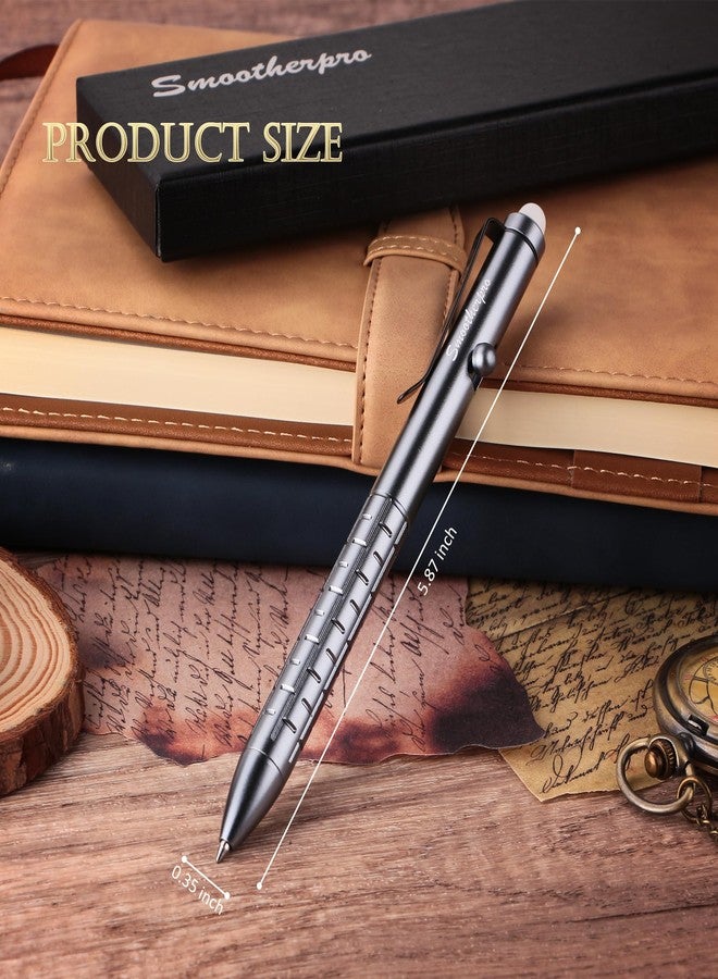 SMOOTHERPRO Bolt Action Pen, Aluminum Erasable Ballpiont Pen Compatible with Pilot FriXion Refill, EDC Pen for Writing, Back to School, Grey (SAF151GR) - Image 2