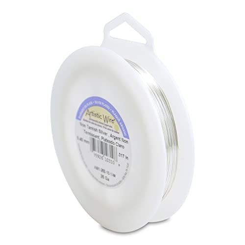 Artistic Wire, 26 Gauge Silver Plated Tarnish Resistant Colored Copper Craft Wire, Silver, 311 ft - Image 1