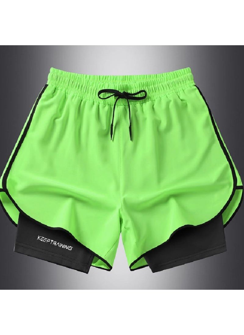 Generic Advanced Delivery Running Shorts For Men And Womens Summer Thin Ice Silk Quick Dry Training Fitness Three Trendy Hotel Workwear Neon Green  - Image 1