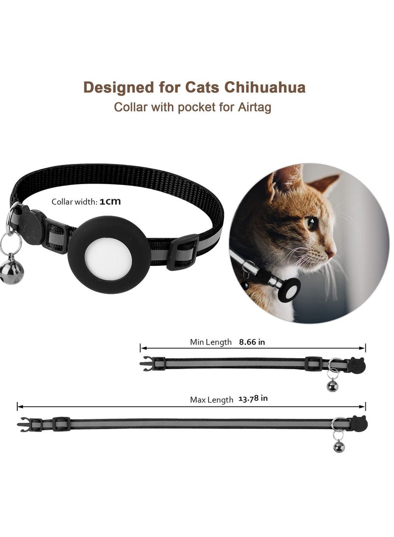 Generic Hedonists AirTag Cat Collar with Bell, Adjustable Breakaway Kitten Collar, Reflective Design, Waterproof Holder for Cats, Dogs, and Puppies (Black)  - Image 2