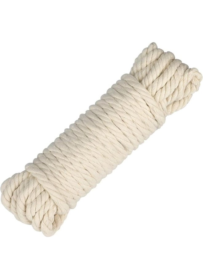 Premify 10Mm White Cotton Cord Craft Macrame Rope, Natural Durable Long Cotton Rope Handmade Art Material For Craft Wall, Hanging Plants, Drawstrings, Gardening, Home Decorations (10Mm X 10Meters)  - Image 1