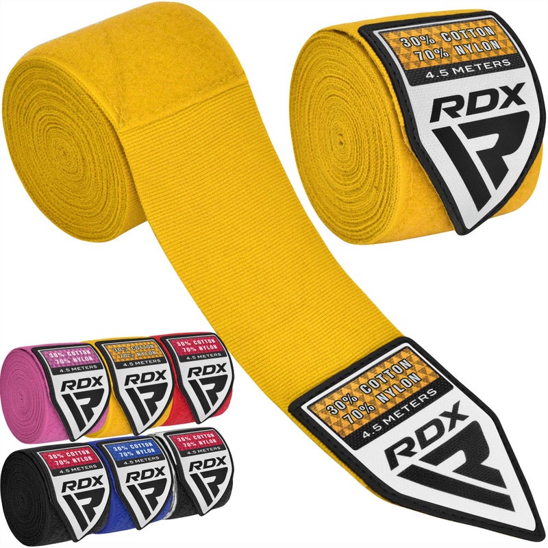 RDX Boxing Hand Wraps 45M 180 Inches Mexican Style SemiElastic MMA Inner Gloves Wrist Support for Muay Thai Kickboxing BJJ Karate Thumb Loop Hook and Loop Closure Cotton Nylon Blend - Image 2