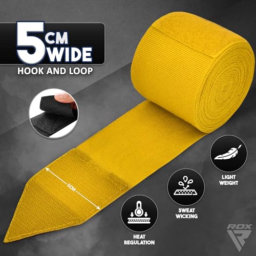 RDX Boxing Hand Wraps 45M 180 Inches Mexican Style SemiElastic MMA Inner Gloves Wrist Support for Muay Thai Kickboxing BJJ Karate Thumb Loop Hook and Loop Closure Cotton Nylon Blend - Image 3