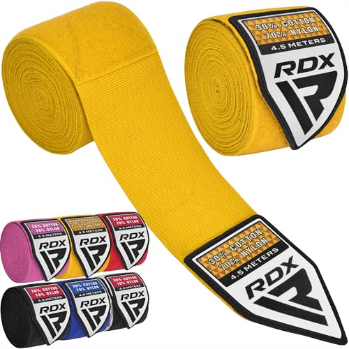 RDX Boxing Hand Wraps 45M 180 Inches Mexican Style SemiElastic MMA Inner Gloves Wrist Support for Muay Thai Kickboxing BJJ Karate Thumb Loop Hook and Loop Closure Cotton Nylon Blend - Image 1