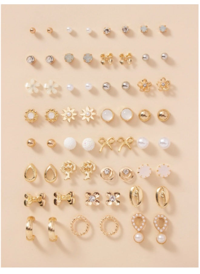 شي إن 30 زوجًا من الأقراط بتصميم شجرة وزهور | هدية عيد الأم والفالنتاين | أقراط معدنية أنيقة | مناسبة للمناسبات الخاصة - Image 1